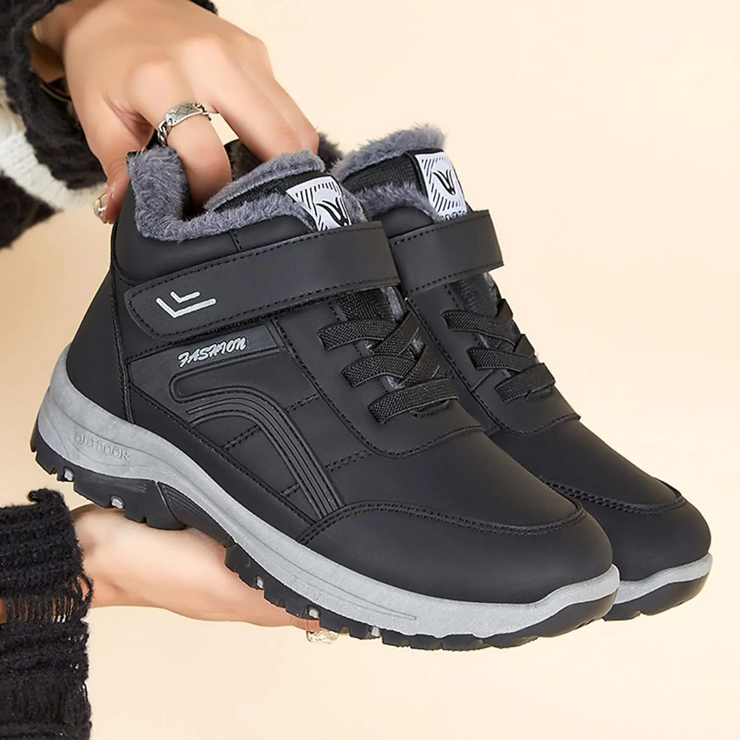 Women Snow Boots Waterproof Winter Boots Non-slip Warm Fur Booties Winter Warm Outdoor Ankle Boots Ladies Walking Hiking Booties
