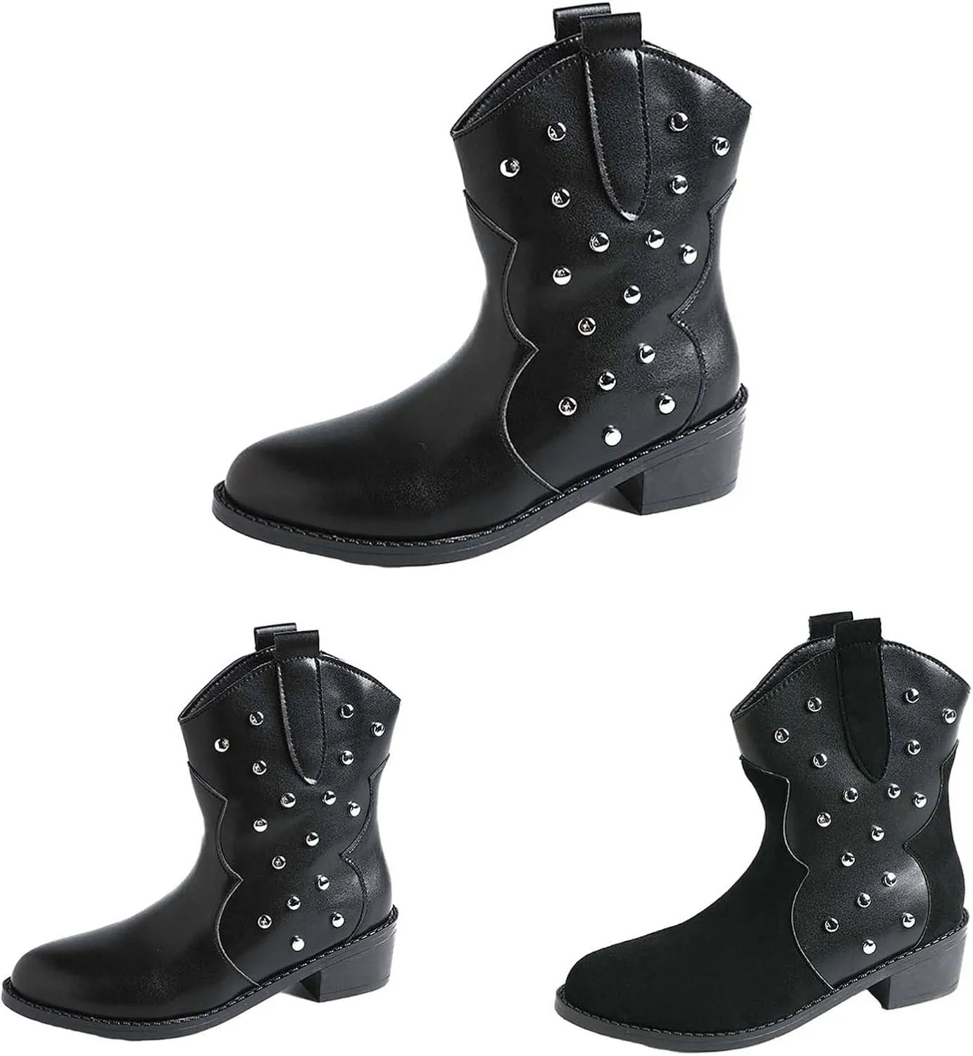 Women's Ankle Boots & Booties Black Boots Silver Boots Fall Boots for Women Womens Ankle Boots with Heel Wide Width Black Booties for Women Low Heel Wide Width