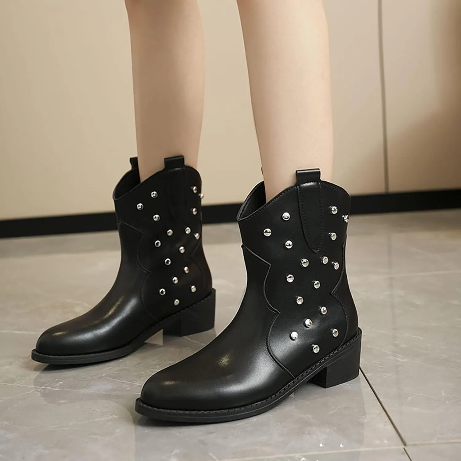 Women's Ankle Boots & Booties Black Boots Silver Boots Fall Boots for Women Womens Ankle Boots with Heel Wide Width Black Booties for Women Low Heel Wide Width