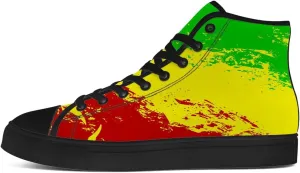 Women's Men's Rasta Shoes Reggae High Top Canvas Sneakers Lace Up Casual Walking Shoes Gifts for Men Women