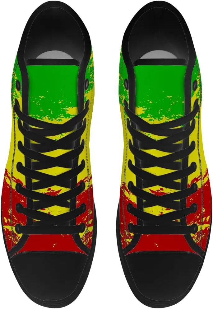 Women's Men's Rasta Shoes Reggae High Top Canvas Sneakers Lace Up Casual Walking Shoes Gifts for Men Women