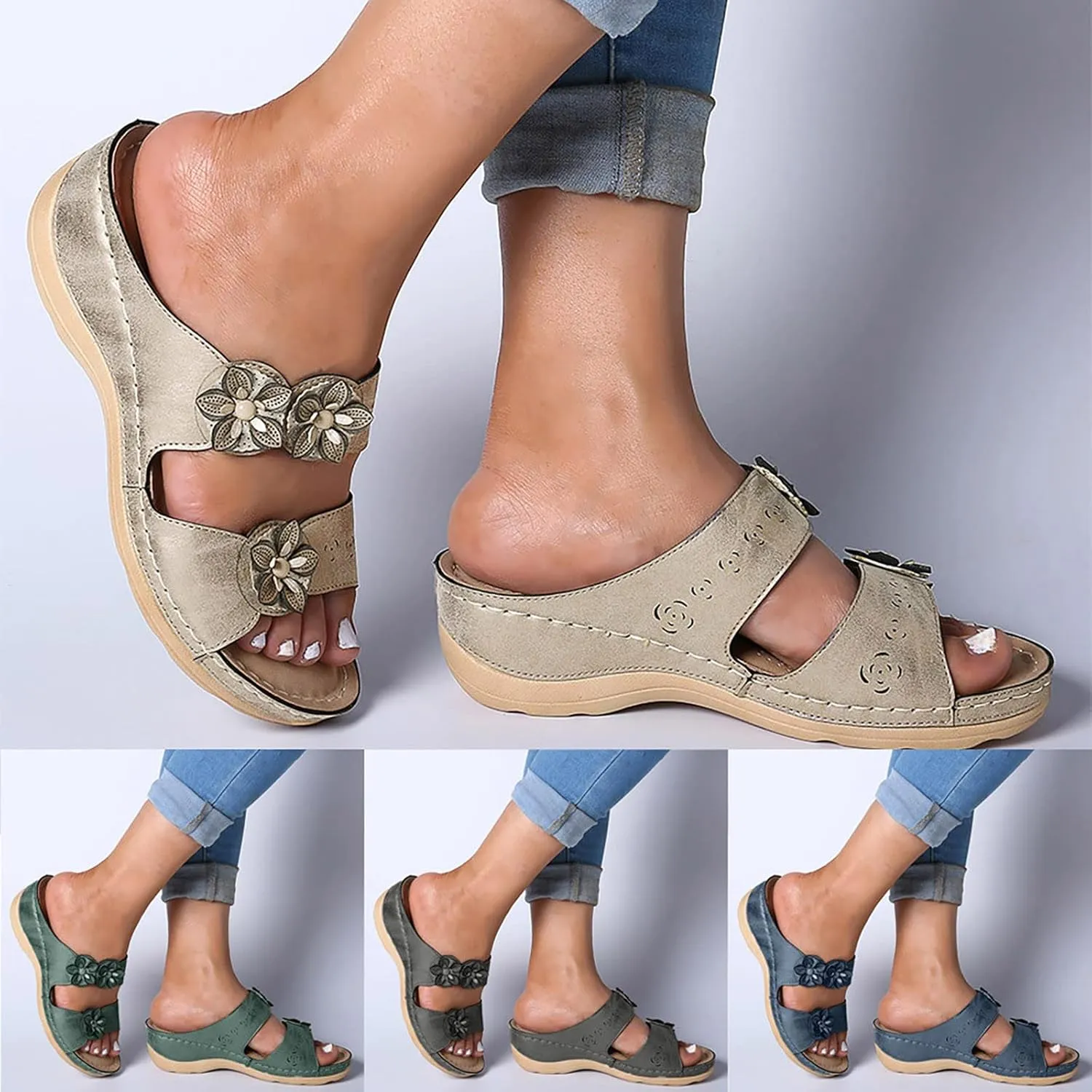Womens Sandals Dressy, Womens Sandals Orthopedic Open Toe Sandals Retro Anti Slip Comfy Breathable Shoes