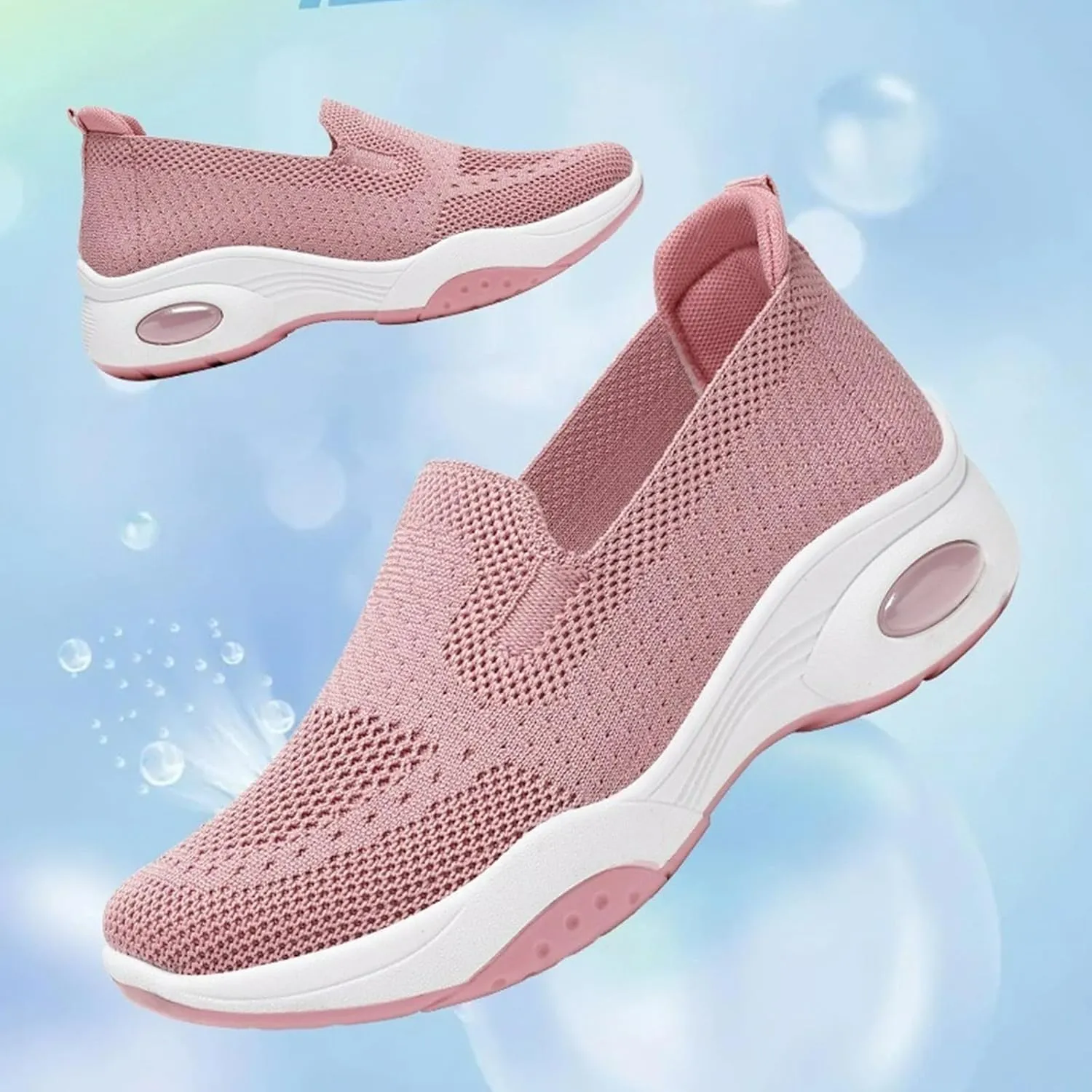 Womens Walking Shoes Sock Sneakers Slip-On Light Air Cushion Mesh Breathable Comfortable Casual Ladies Air Cushion Athletic Shoes for Arch Support Jogging Shoe