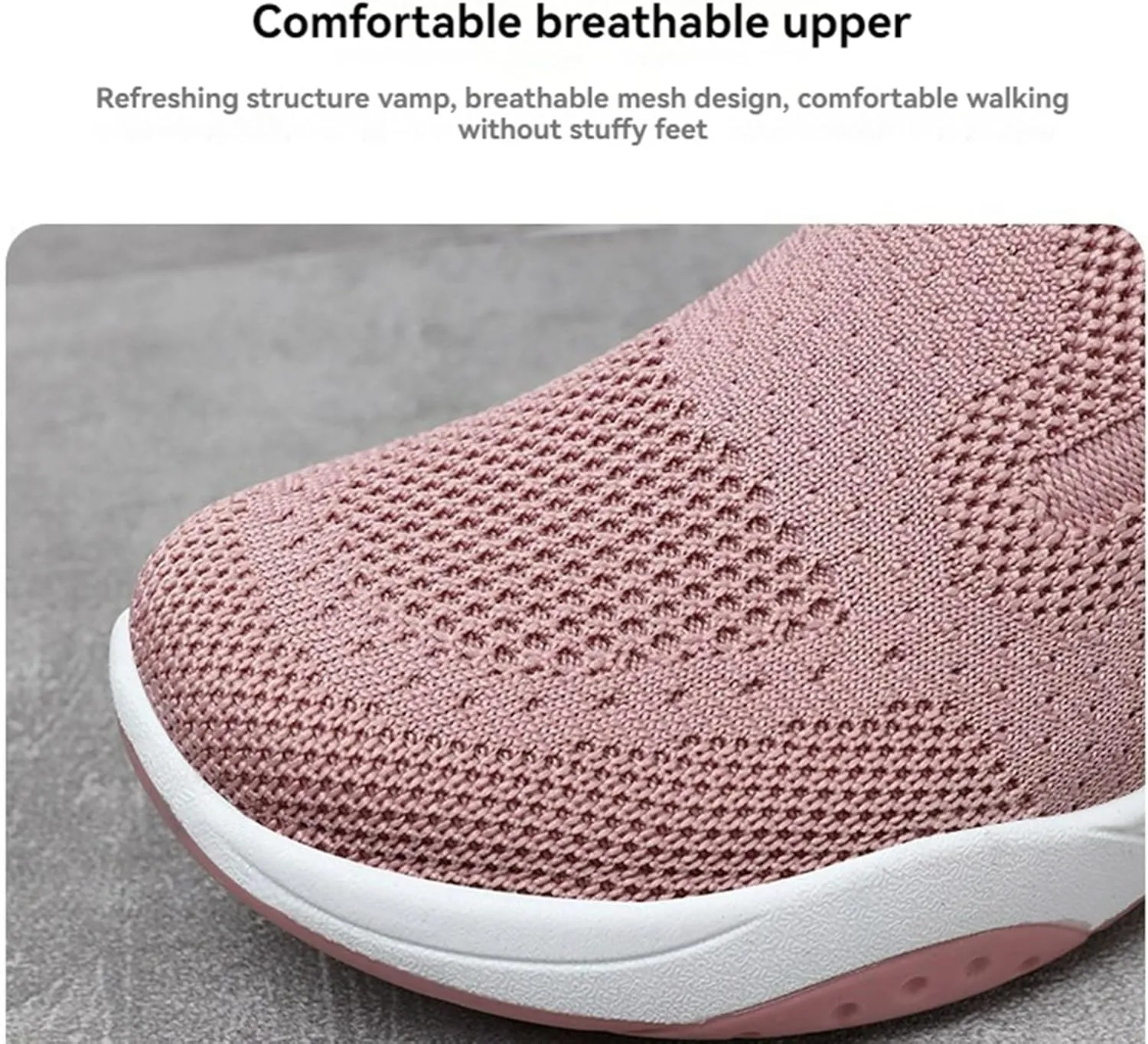 Womens Walking Shoes Sock Sneakers Slip-On Light Air Cushion Mesh Breathable Comfortable Casual Ladies Air Cushion Athletic Shoes for Arch Support Jogging Shoe