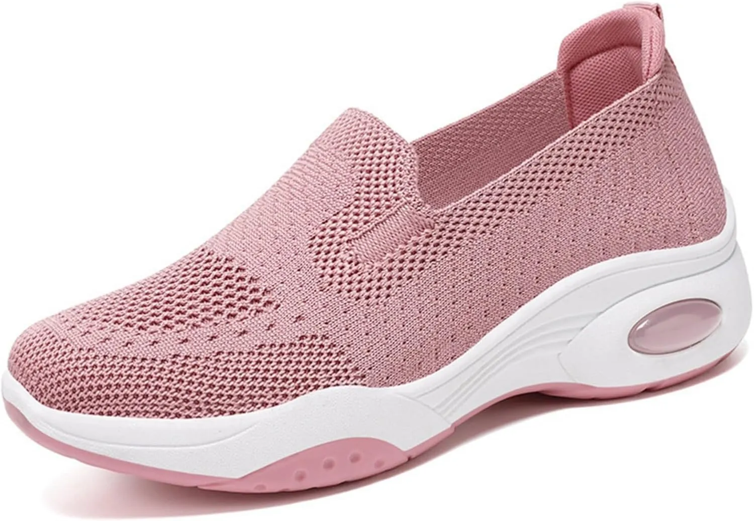 Womens Walking Shoes Sock Sneakers Slip-On Light Air Cushion Mesh Breathable Comfortable Casual Ladies Air Cushion Athletic Shoes for Arch Support Jogging Shoe