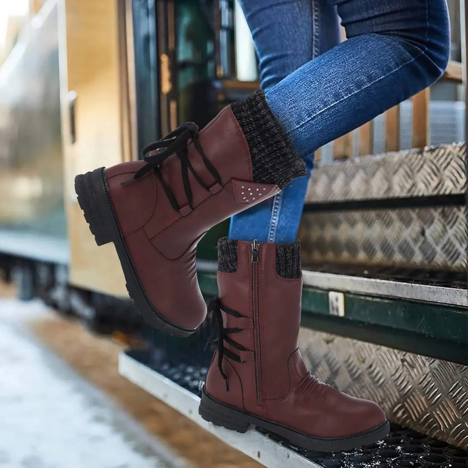 Women's Wide Width Go Snow Boots Womens Hiking Boots Waterproof Winter Boots for Women Snow Comfortable Ankle Boots for Women Walking All Day Waterproof Botas De Invierno Para Mujer Con Tacones