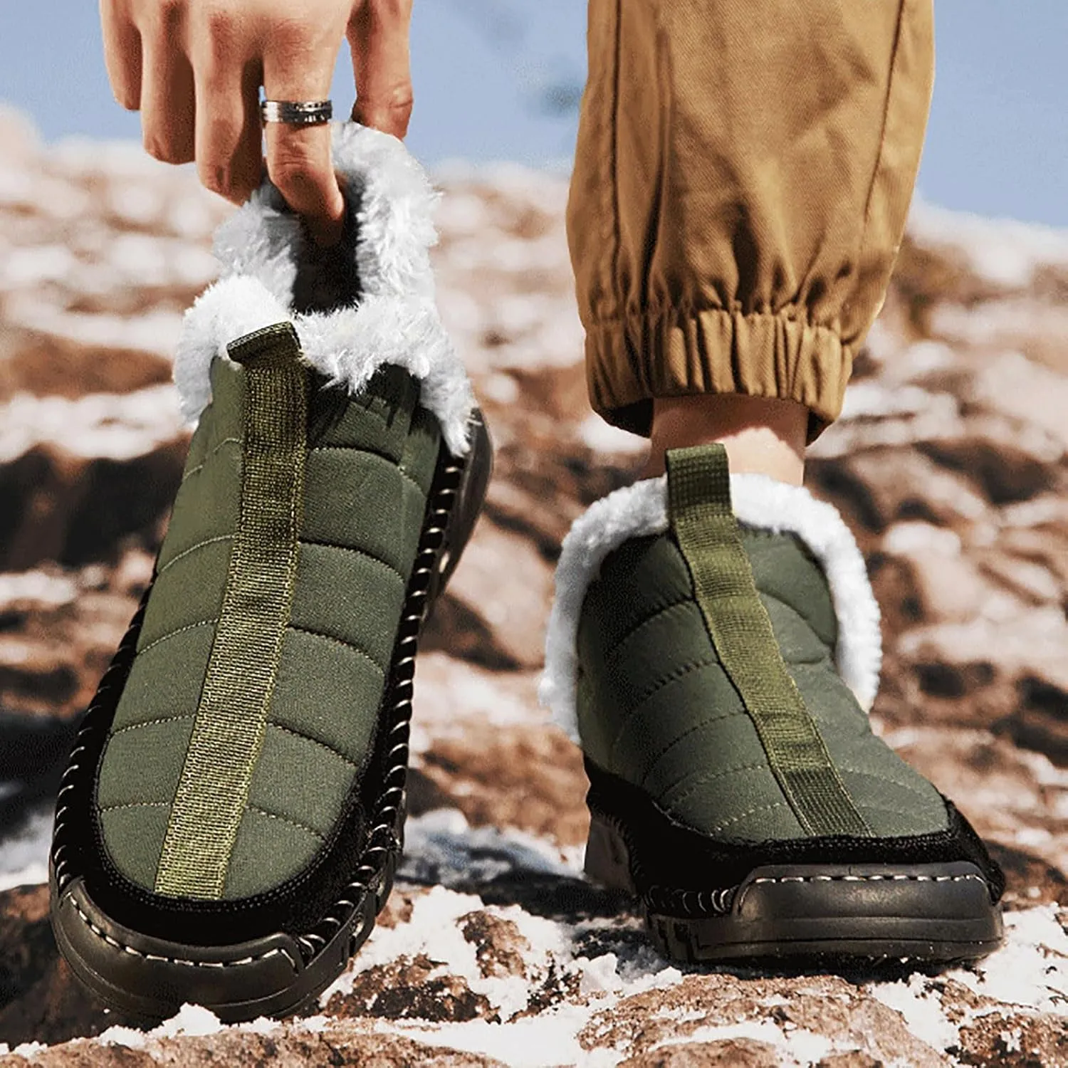 Womens Winter Business Casual Shoes Women's Wide Width Waterproof Snow Boots Fuzzy Boots Cozy Boots for Women Mid Calf Winter Boots for Women Waterproof Sales Clearance
