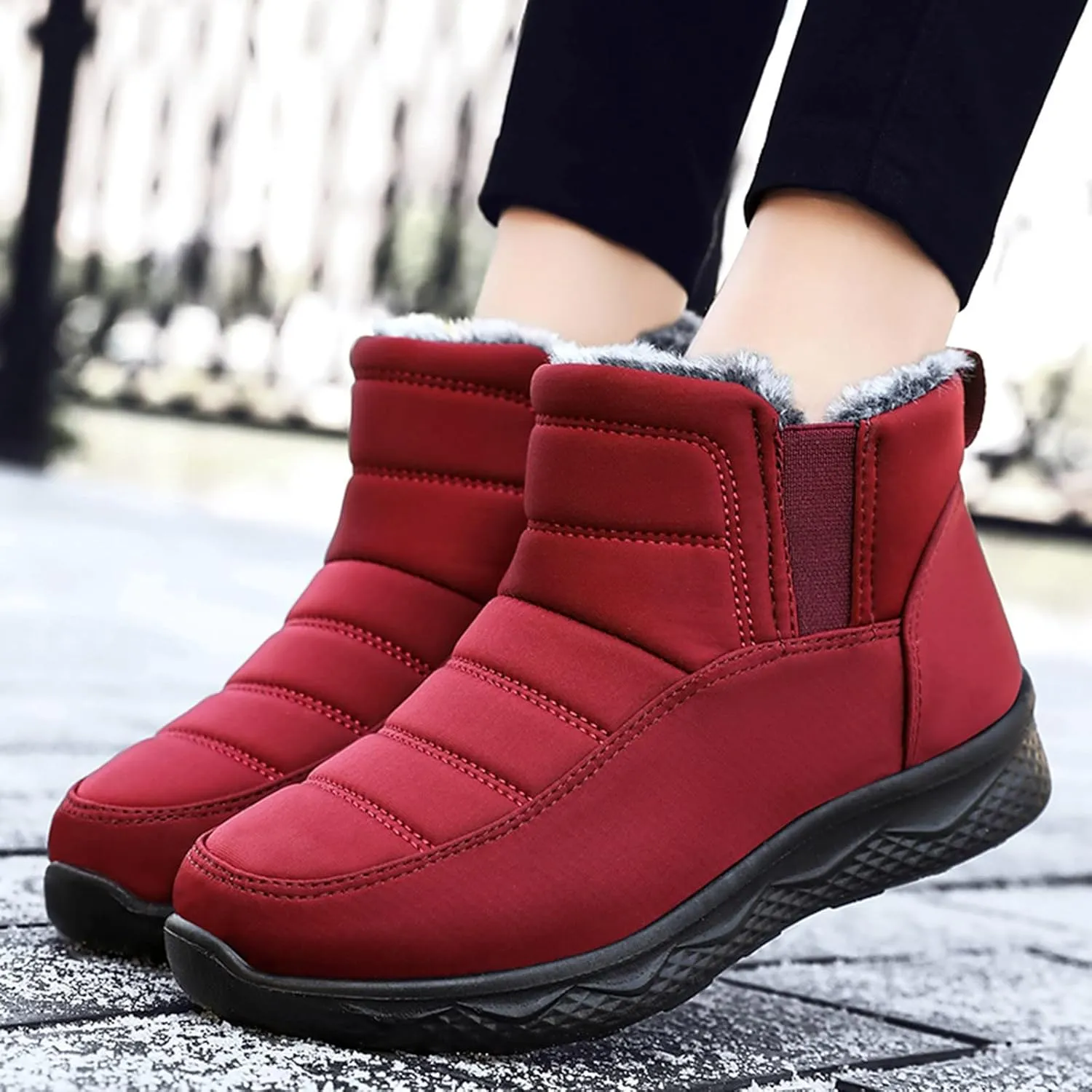 Women's Winter Snow Boots Water-proof Lightweight Warm Fashion Ankle Boot for Women Ladies Slip On Platform Boots Fleece Lined High Top Sneakers Non-Slip Outdoor Shoes for Walking Hiking