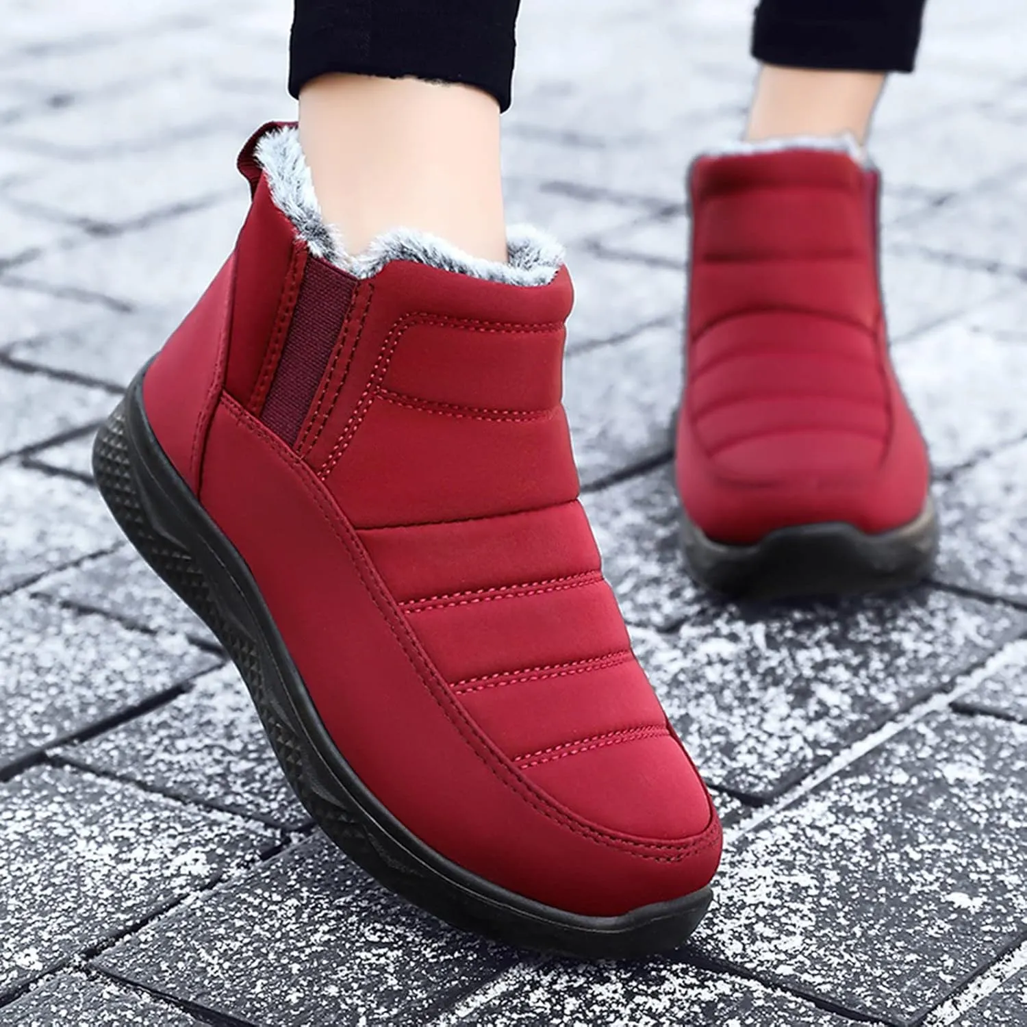 Women's Winter Snow Boots Water-proof Lightweight Warm Fashion Ankle Boot for Women Ladies Slip On Platform Boots Fleece Lined High Top Sneakers Non-Slip Outdoor Shoes for Walking Hiking