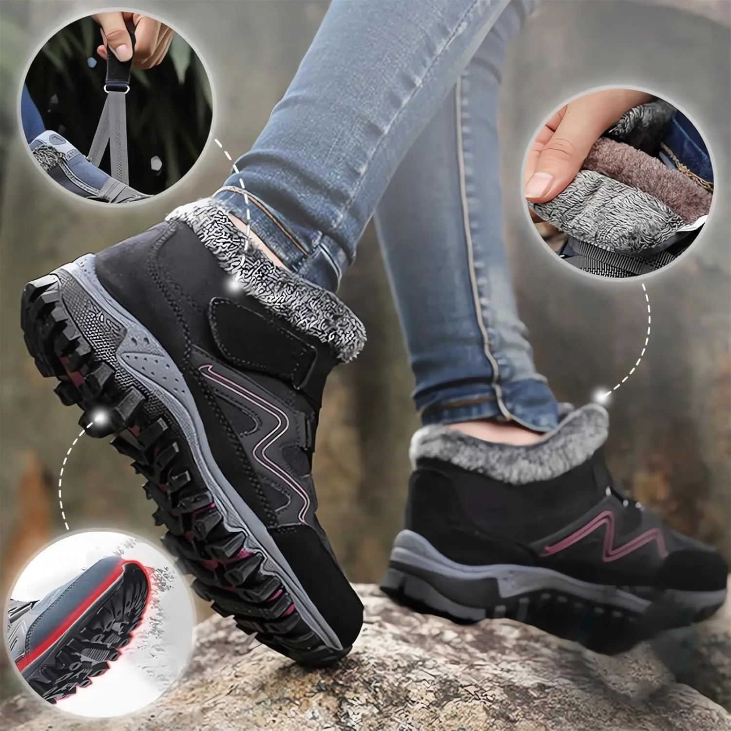 Women's Winter Warm Back Lace Up Snow Boots Women's Winter Boots Waterproof Women's Winter Ankle Boots White Women's Winter Booties Slippers Snow Shoes for Women Wide Width