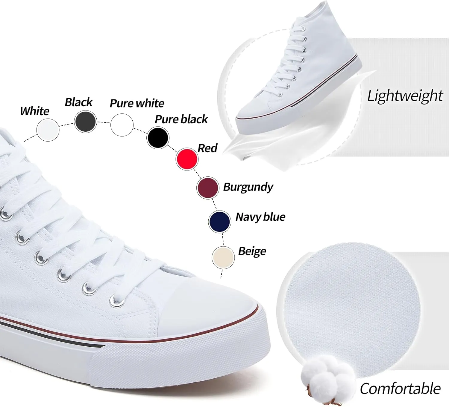 yageyan Men??s High Top Canvas Sneakers Fashion Lace up Walking Shoes Casual Classic
