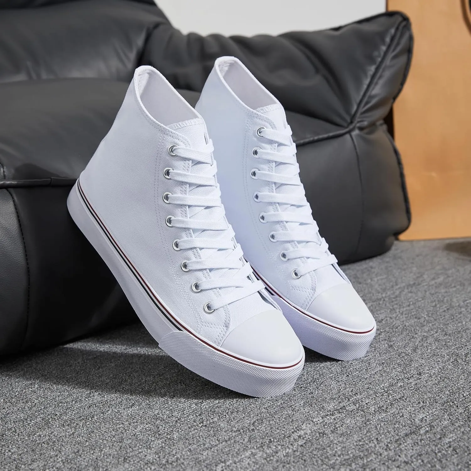 yageyan Men??s High Top Canvas Sneakers Fashion Lace up Walking Shoes Casual Classic