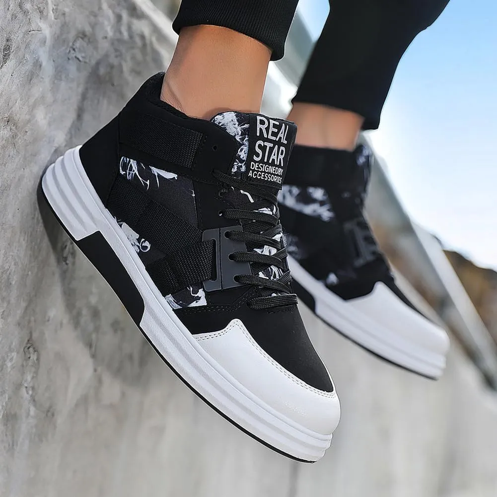 YAXE Men??s Casual High Top Lace Up Skate Shoes