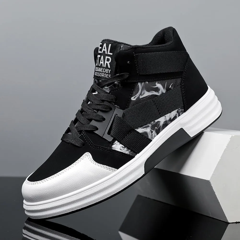 YAXE Men??s Casual High Top Lace Up Skate Shoes