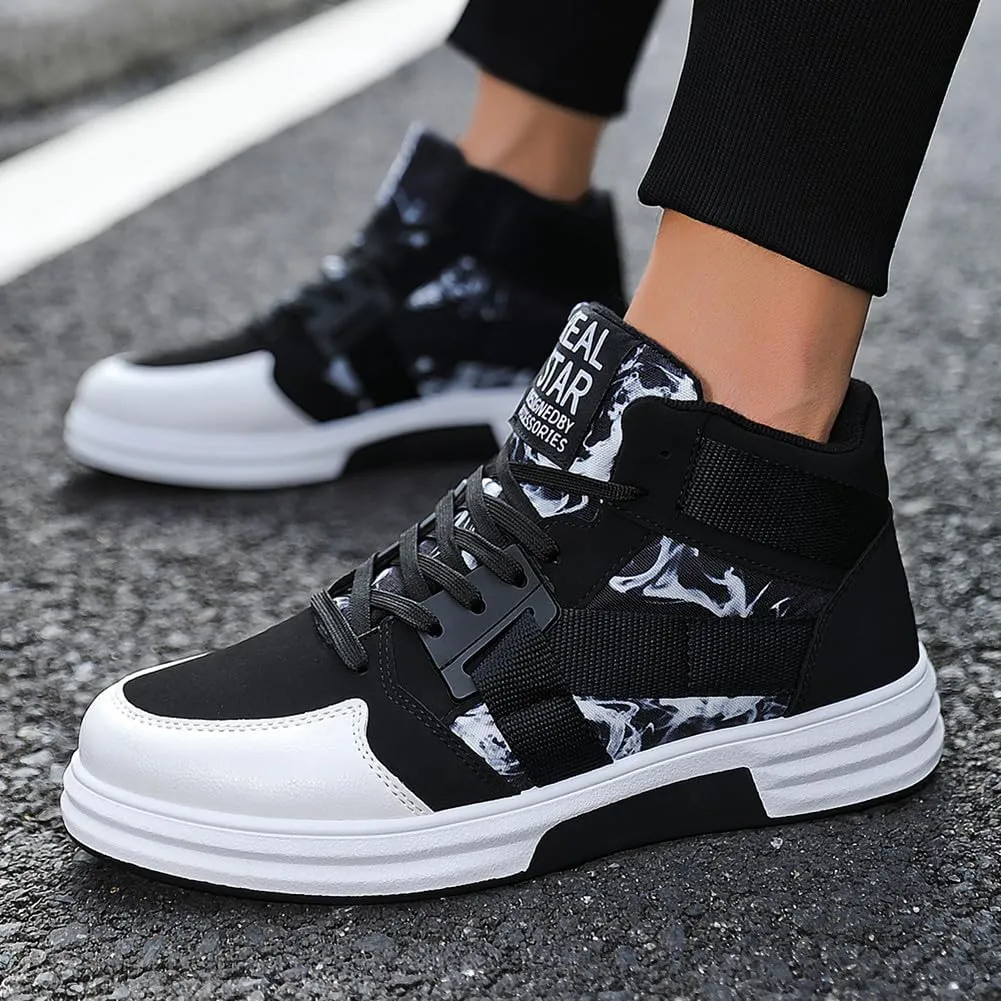 YAXE Men??s Casual High Top Lace Up Skate Shoes
