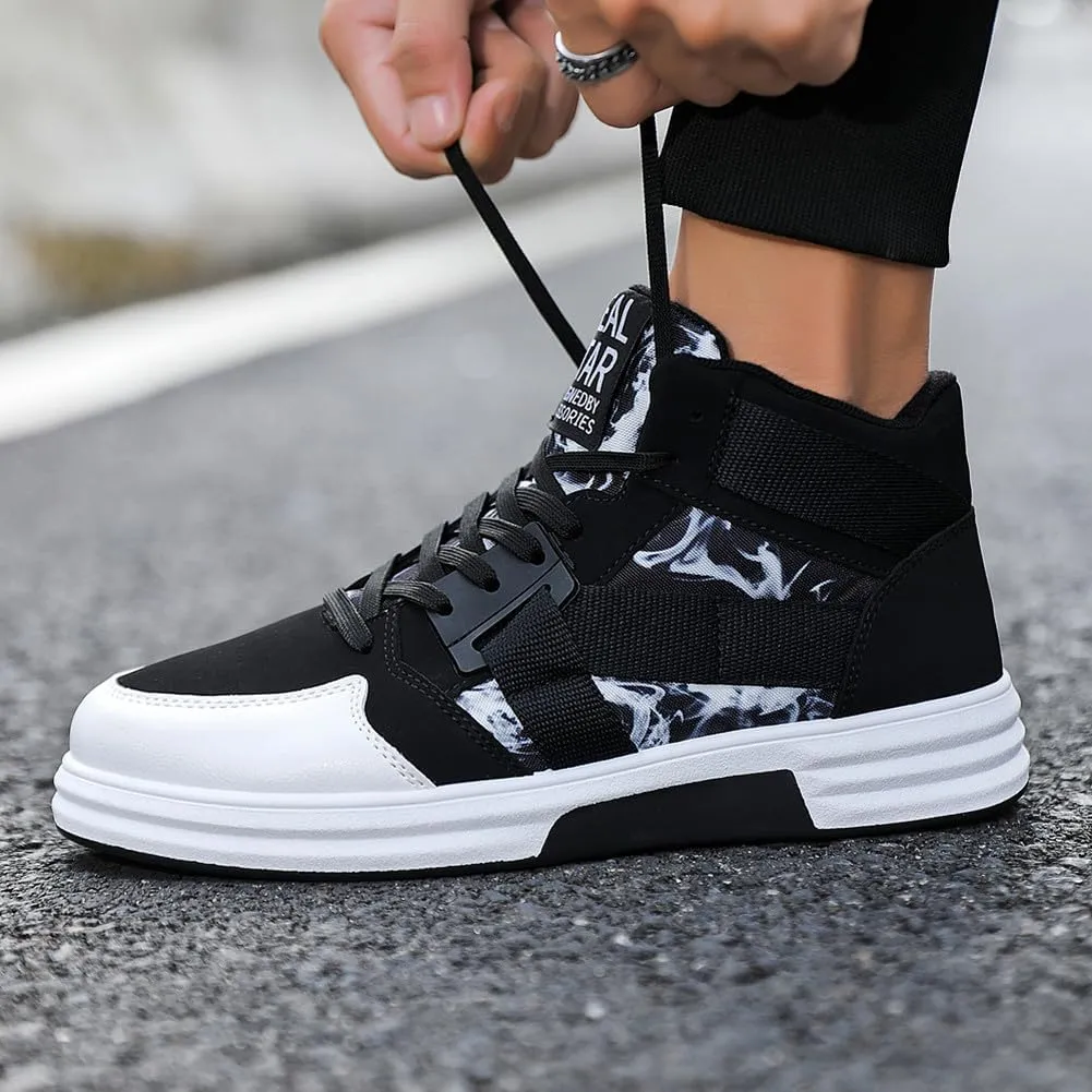 YAXE Men??s Casual High Top Lace Up Skate Shoes