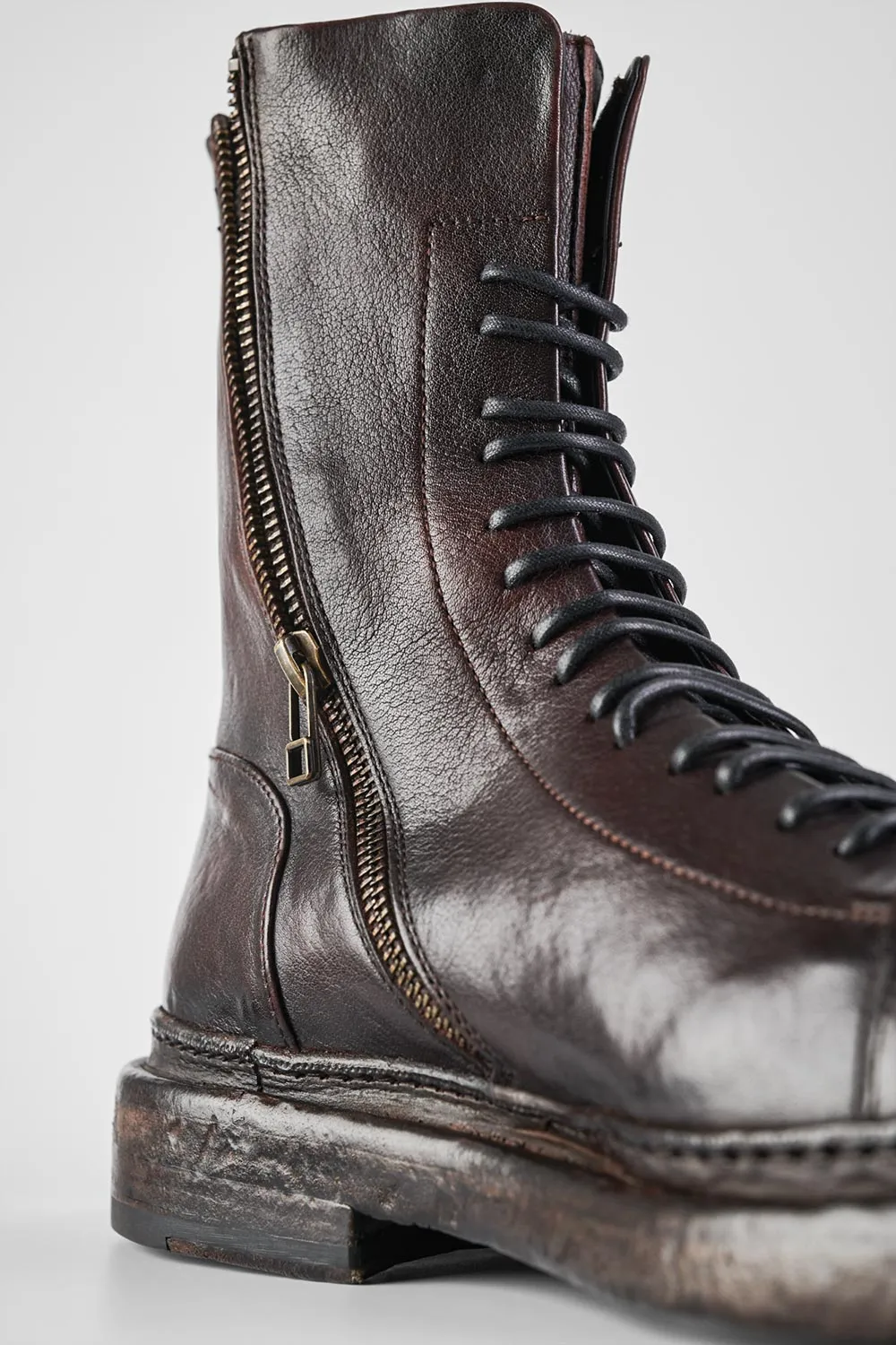 YORK chestnut welted military boots.