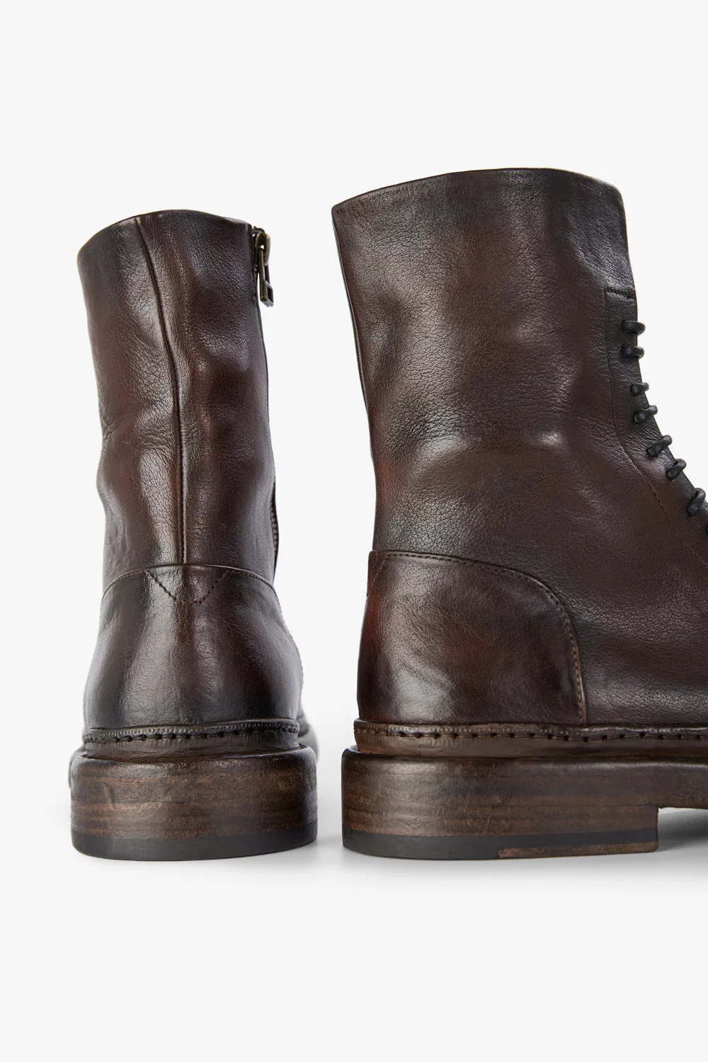 YORK chestnut welted military boots.