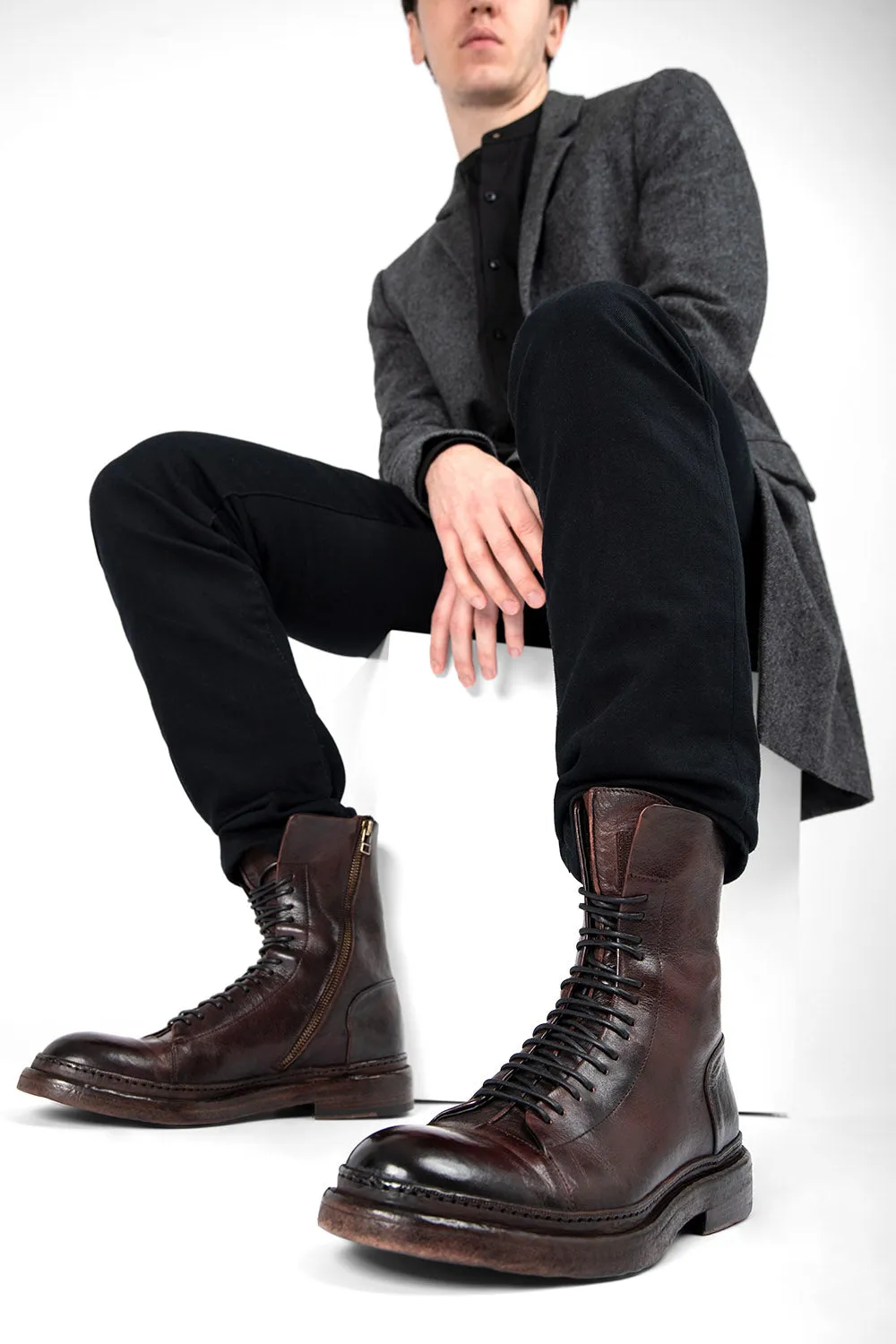 YORK chestnut welted military boots.