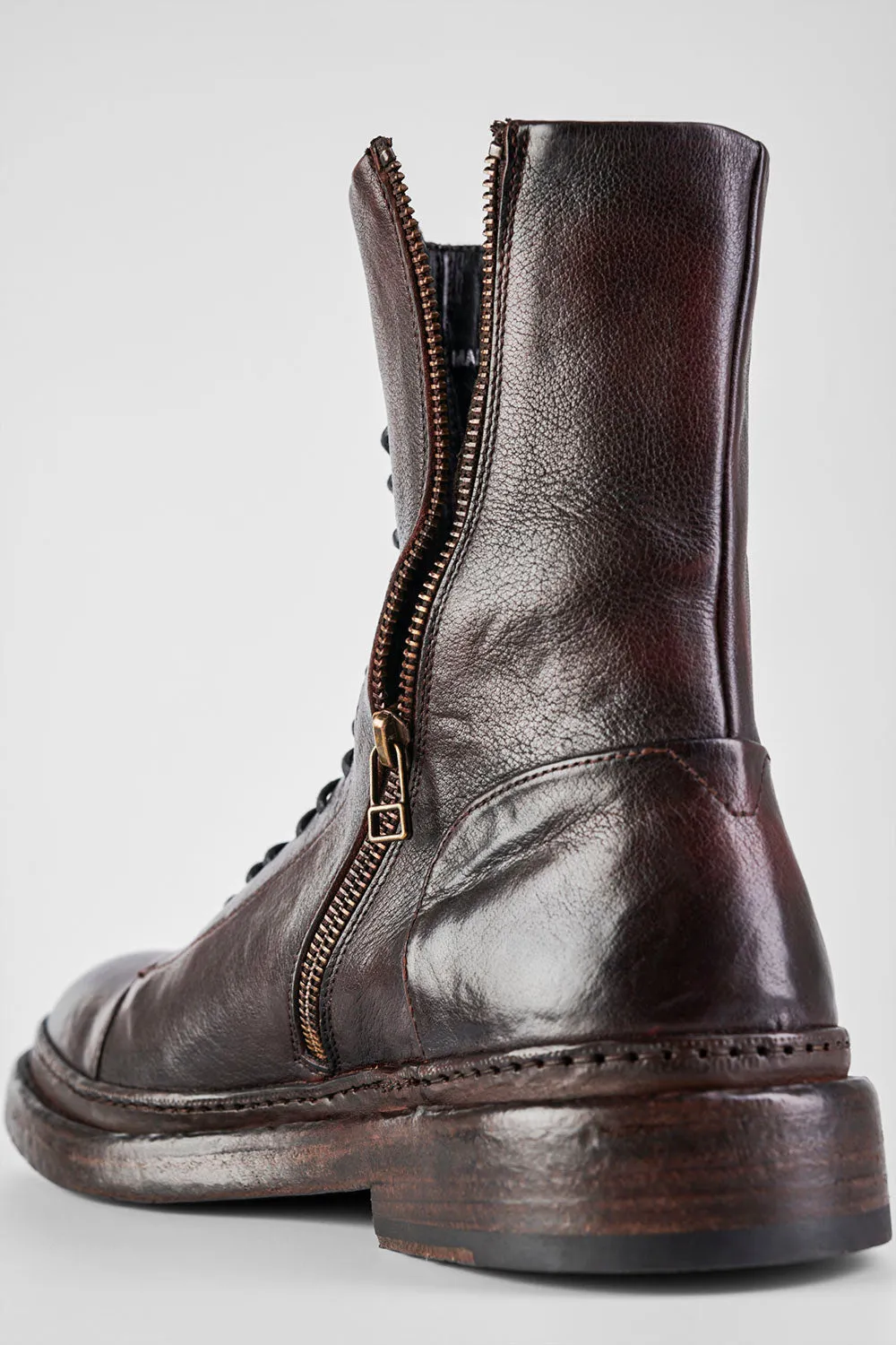 YORK chestnut welted military boots.